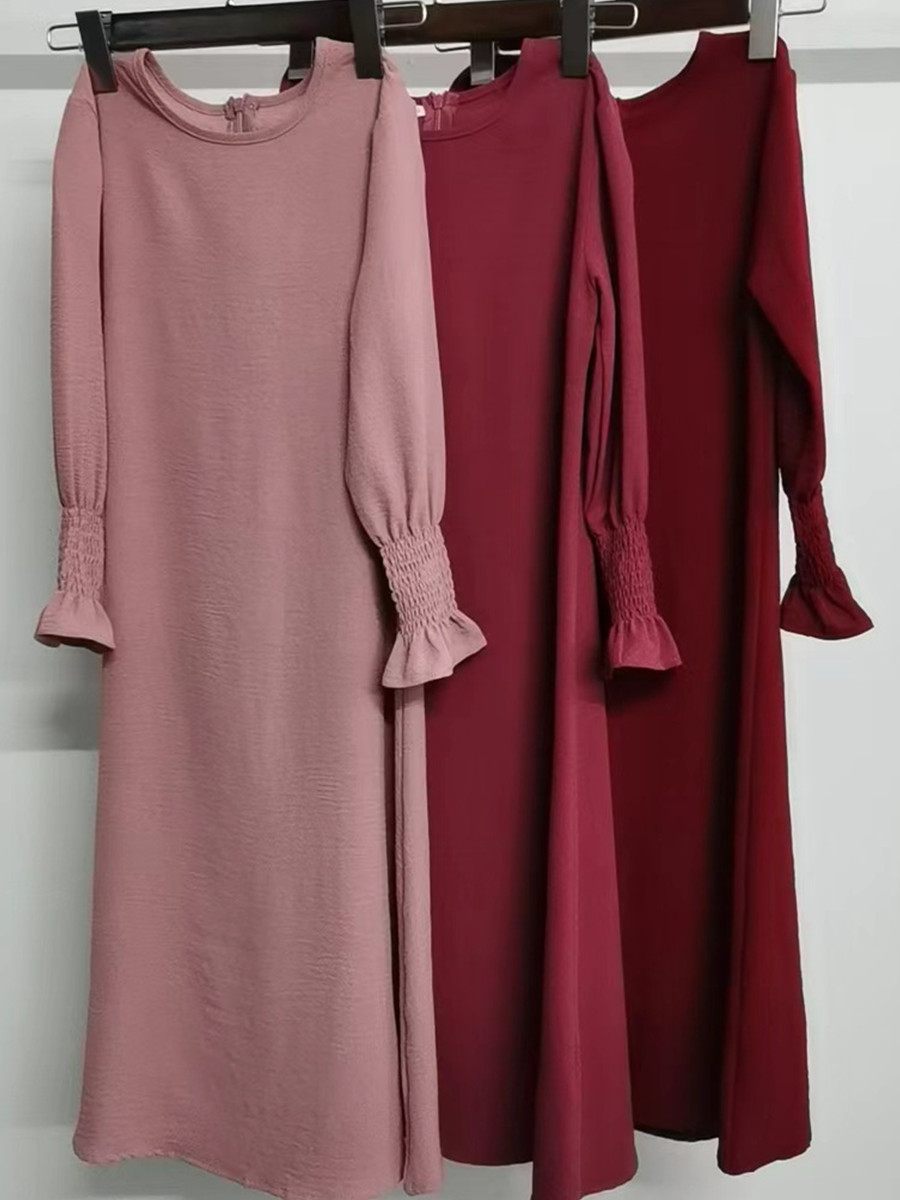 Robe longue unie à volants pour filles musulmanes, Abaya de Dubaï, Robe modeste du Ramadan, Kaftan Femme Musulmane, Vêtements islamiques, Robes africaines