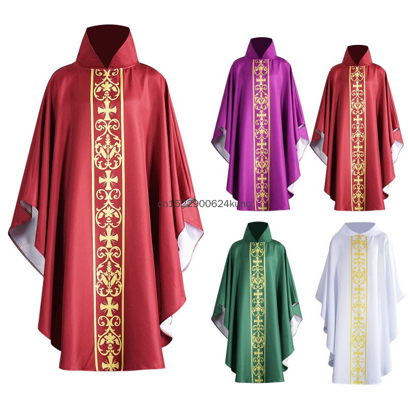 Nouvelle Robe Religieuse Médiévale 2026, Chasuble Vintage d'Église, Uniforme de Prière pour Prêtre, Cape de Fête d'Halloween et de Carnaval pour Adulte