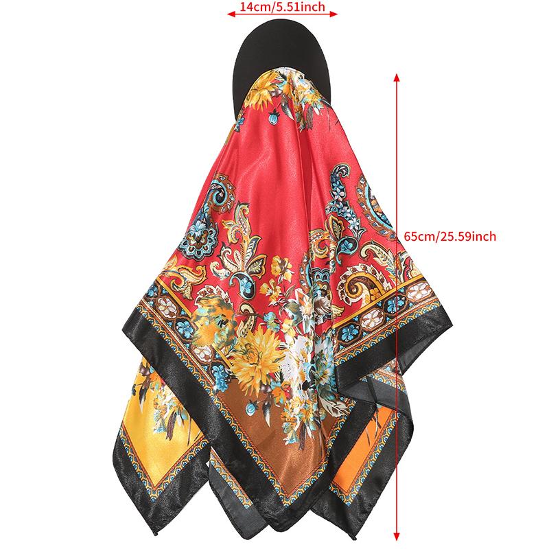 Chapeau foulard en soie satinée pour vacances, avec bord imprimé, chapeau de soleil et bandeau, écharpe carrée élégante 2 en 1