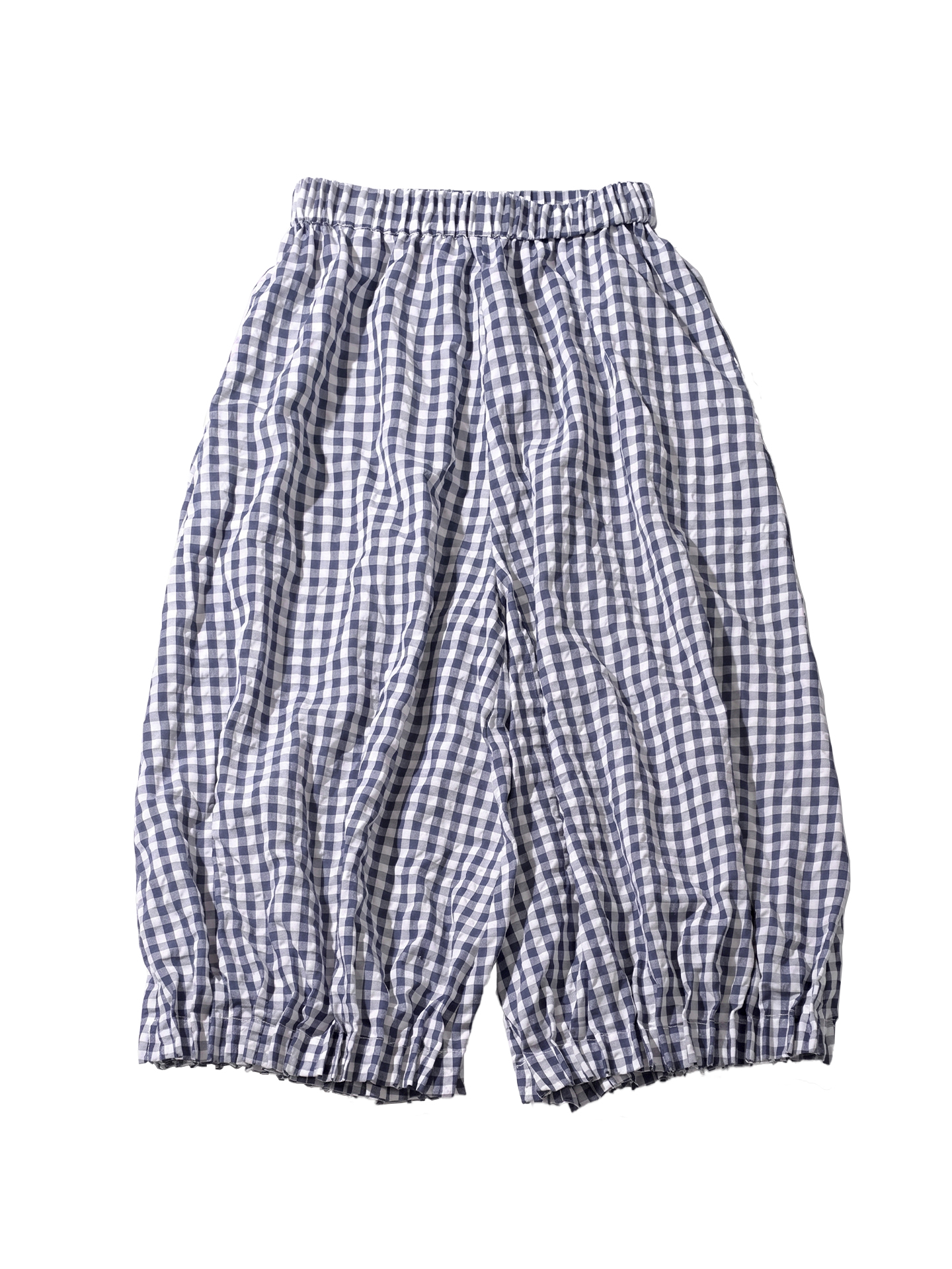 Vêtements féminins, pantalons pour femmes, pantalon bleu à carreaux, taille haute, taille élastique, coupe ample, décontracté, bas pour femmes.