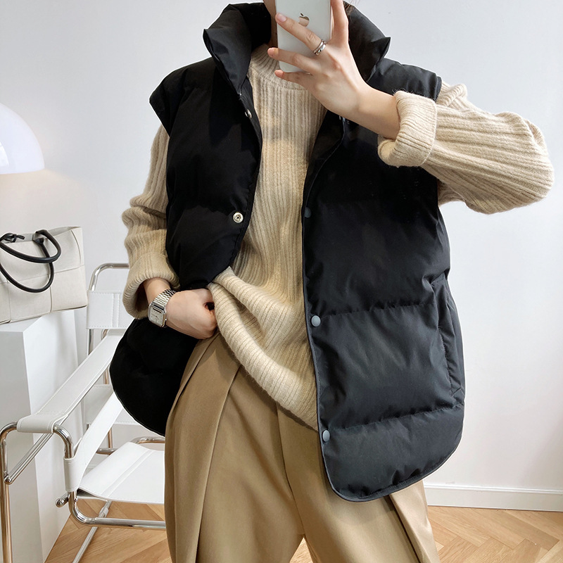2025 femmes Gilet manteau col montant hiver femmes chaud manteau surdimensionné hauts Beige Gilet Chaleco Mujer Gilet Casaco Feminino