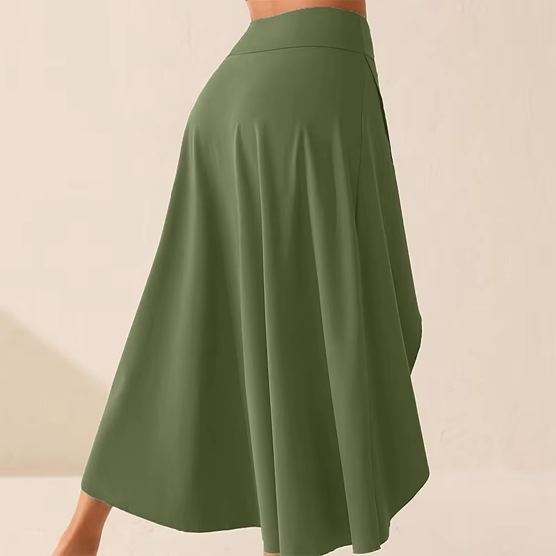 Vêtements féminins européens et américains au style irrégulier, fente élégante, bord à volants, jupe unie