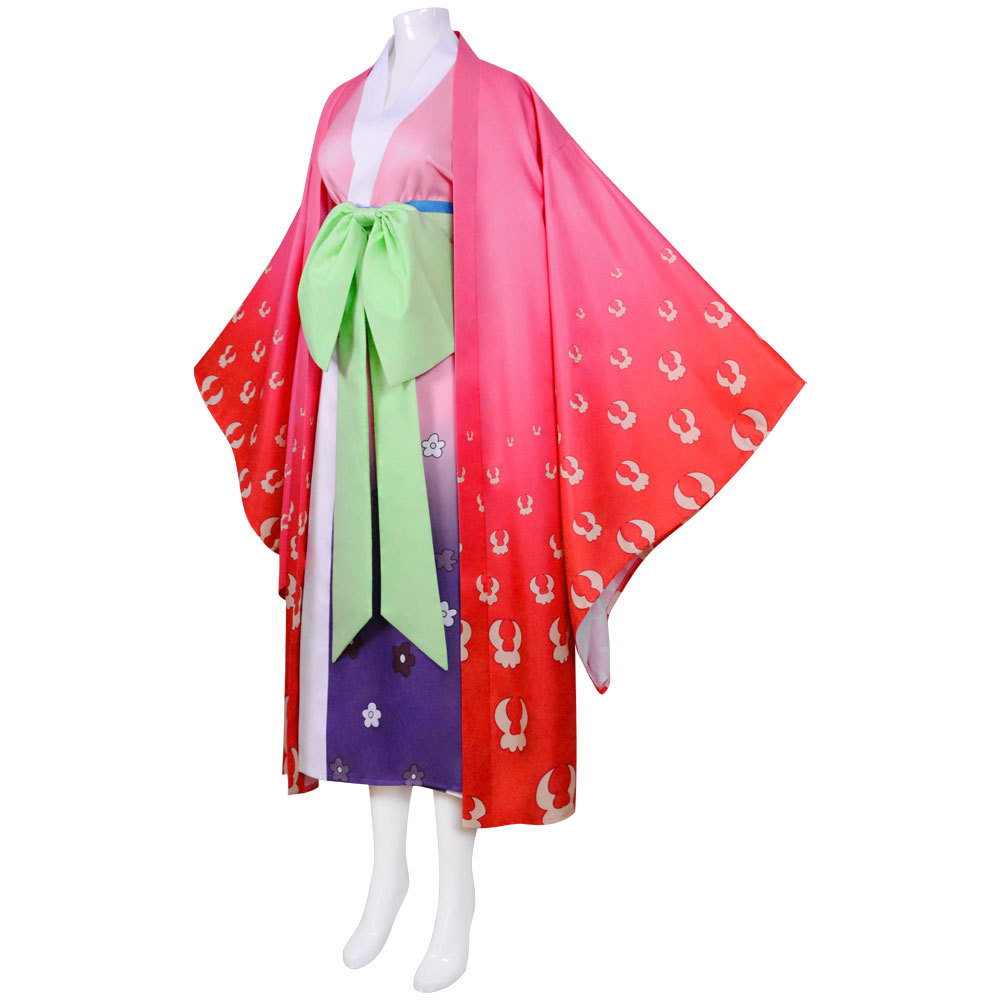 Costume de Cosplay Anime One Kozuki Hiyori pour Femme, Kimono d'Halloween, Uniforme de Carnaval, Imprimé Rose Trempé, Ceinture à Nministériels d
