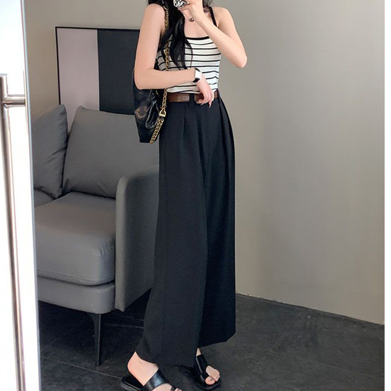Pantalon droit taille haute pour femme, pantalon monochrome coréen, vêtements féminins assortis, mode printemps et automne, Arajuku