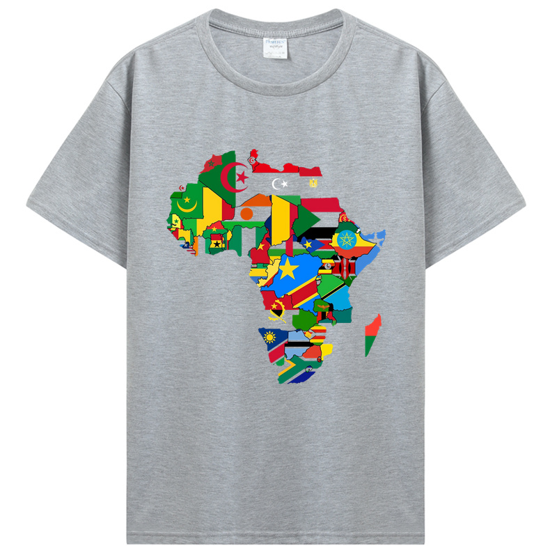 T-Shirt carte d'afrique drapeau de pays africain Collage T-Shirt mode court créatif imprimé hommes T-Shirt personnaliser t-shirts