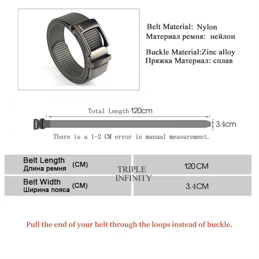 TUSHI – ceinture à boucle automatique en Nylon pour hommes, outillage d'extérieur, jean, couleur unie, toile, haute qualité, ceinture tactique décontractée