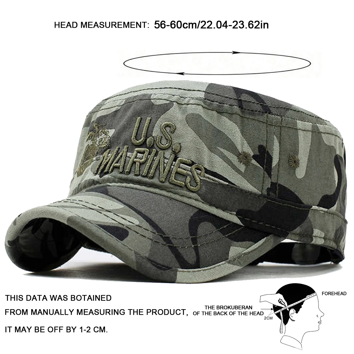 Casquette de Baseball brodée unisexe US MARINES, chapeaux décontractés réglables pour l'extérieur, casquette militaire à dessus plat pour hommes, chapeau Hip-hop, printemps-automne