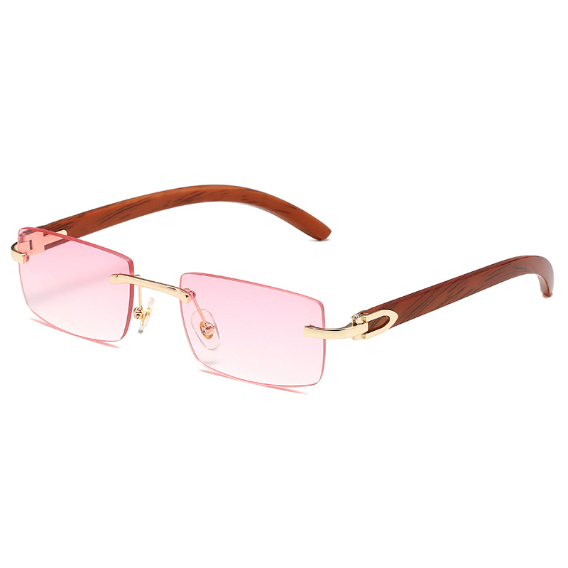 Lunettes de soleil pour hommes 2026 sans monture rectangulaires UV400, monture PC bleue, légères, confortables, style vintage, anti-reflet HD, pour l'extérieur