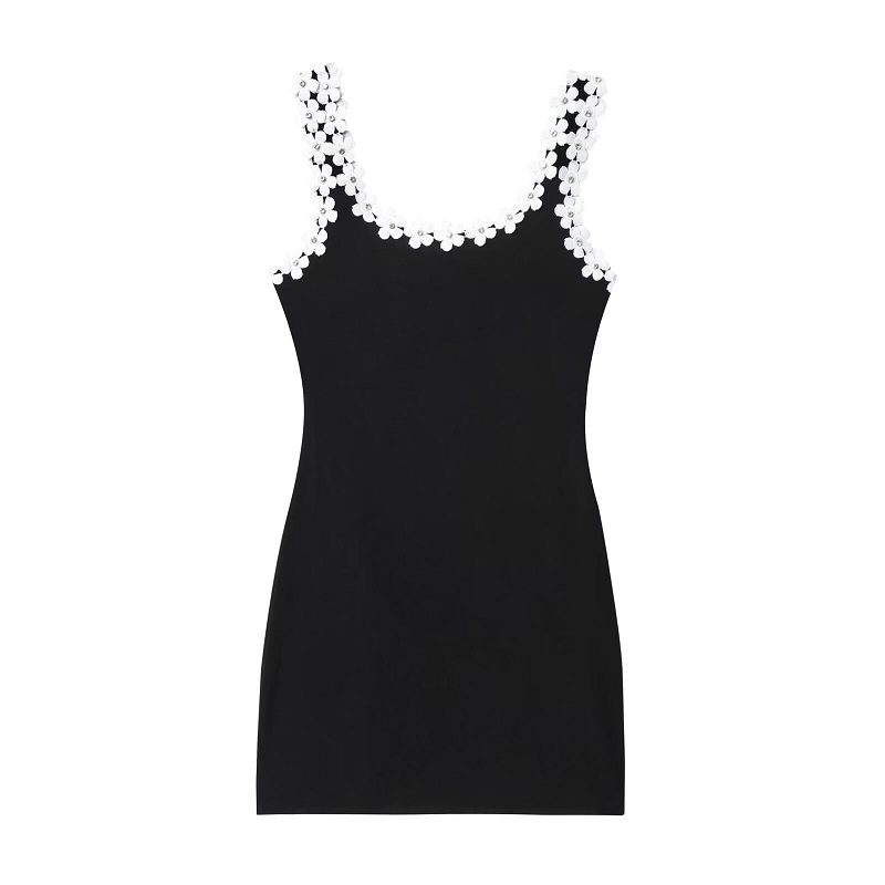 MUJER noir robes courtes à fleurs pour les femmes été moulante Mini robe femme vacances dos nu femmes robe bretelles robes de soirée