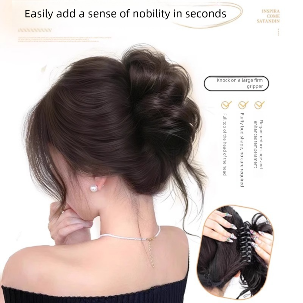 Nouveau cheveux synthétiques chignon griffe pince naturel cheveux bouclés perruque pince à cheveux moelleux brun noir chignon tête perruque accessoires de cheveux