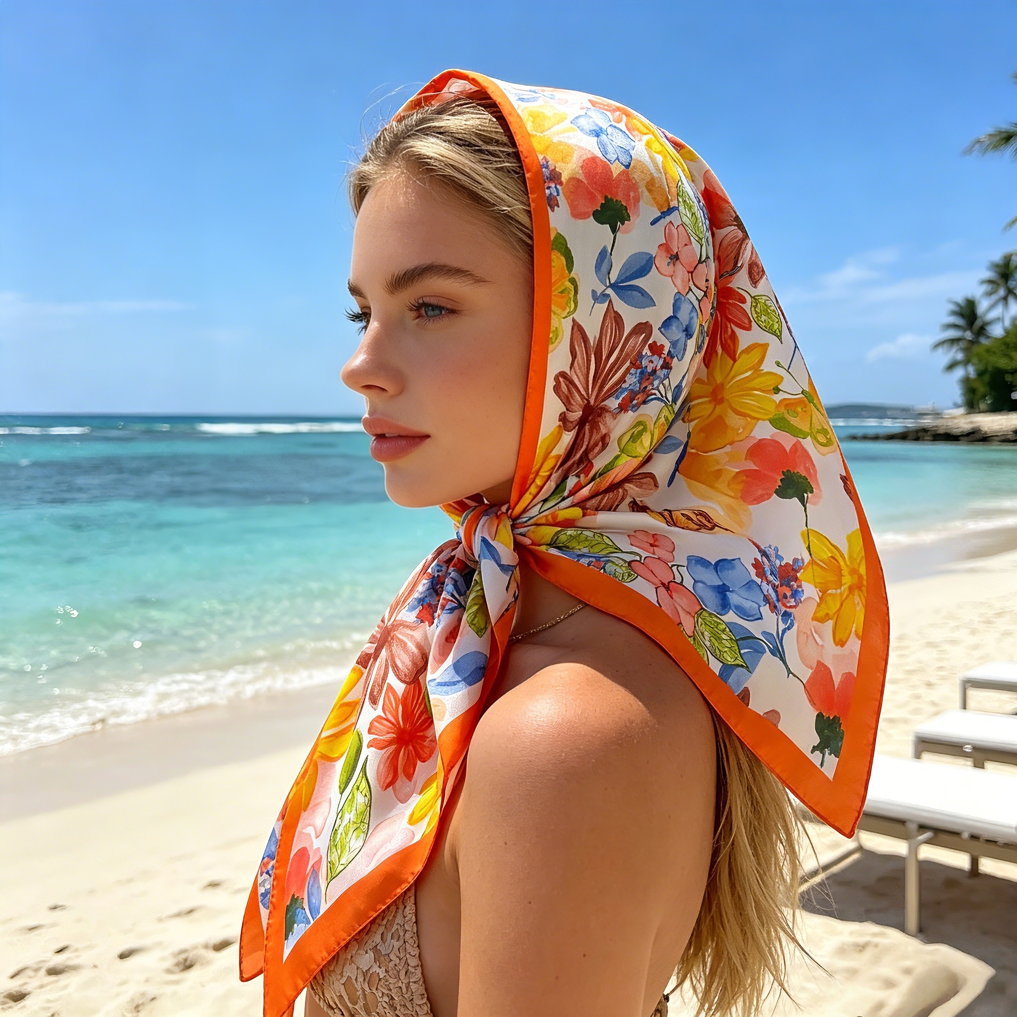 Nouveau Foulard Carré 2026 pour Femme, Imprimé Floral, en Soie Artificielle, Bandana, Hijab, Écharpe Élégante, Châle et Étole