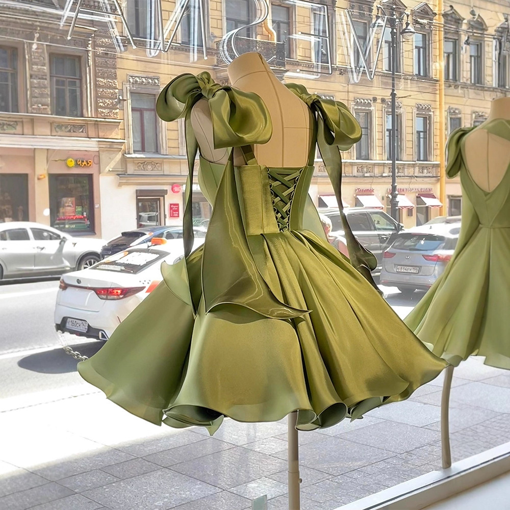 Robe Courte Femme, Robe de Soirée Coupe Trapèze, Style Y2K Streetwear, Élégante, Dos Nu, Sans Manches, Nœud, Taille Cintrée, pour Fête, Soirée, Travail 2026