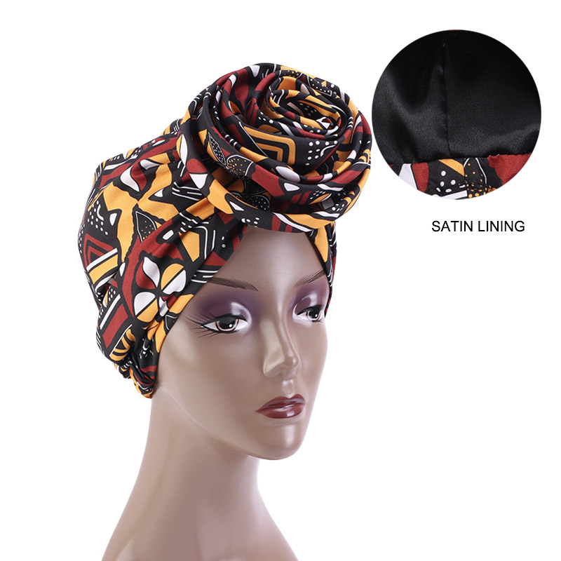 Foulard Bandana Extensible Imprimé Africain Longue Écharpe en Satin Floral Ankara Dashiki pour Femme, Turban de Fête, Coiffe, Accessoires Cheveux