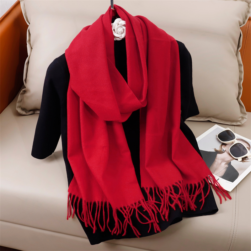 30*180 cm couleur unie femmes hiver écharpe chaud épaissir cachemire châle extérieur glands Pashmina dame enveloppement coupe-vent foulards de luxe