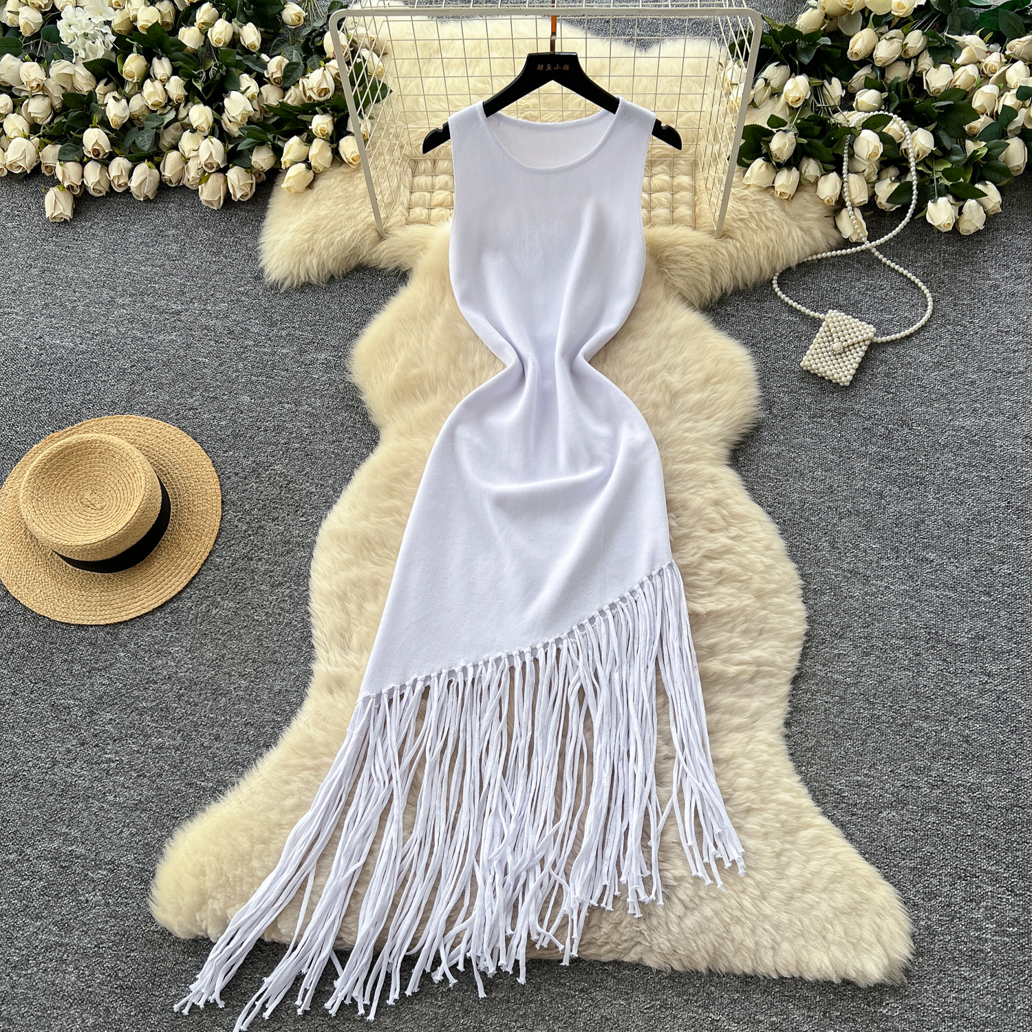 Robe plissée en tricot, dos nu, Sexy, taille haute, décontractée, ligne a, robe de plage, soirée pour femmes