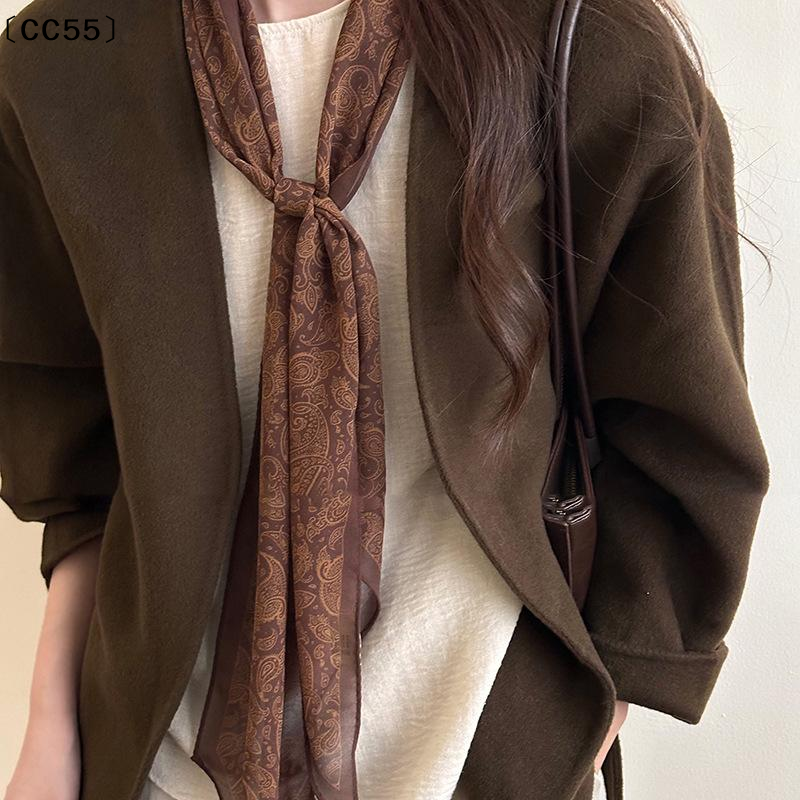 Maillard – long foulard en soie, accessoire polyvalent pour femmes, bandeau décoratif tendance, attache pour cheveux, ceinture〔CC55〕