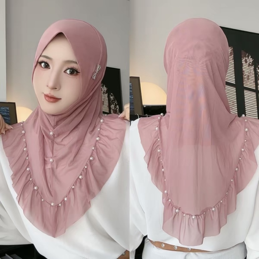 Hijab élégant et aéré pour filles musulmanes, prêt à porter, mode malaisienne estivale