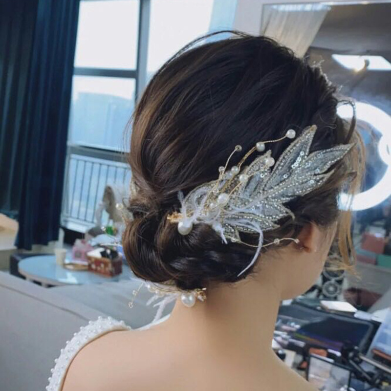 Barrettes à plumes, diadèmes, bijoux de cheveux de mariée pour femmes, épingles à cheveux en cristal et perles, nouvelles barrettes tendance, accessoires de mariage pour femme