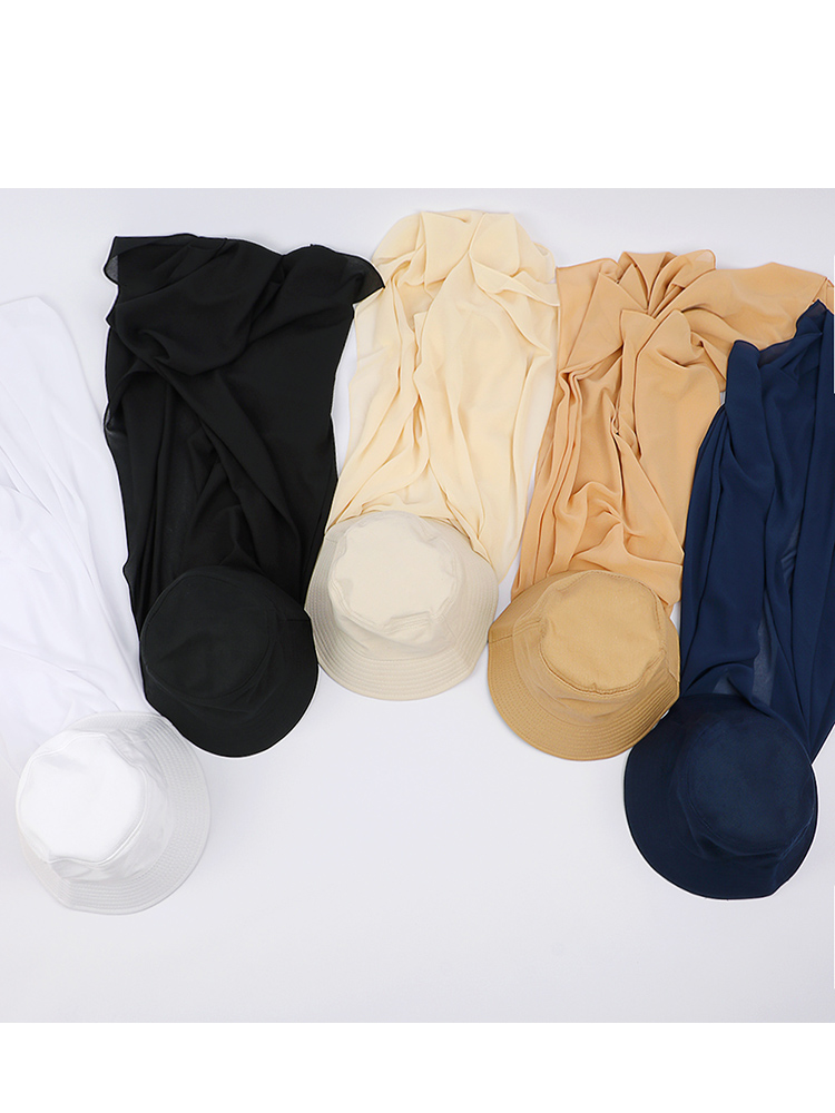 Chapeau avec Hijab en Mousseline de Soie pour Femme Musulmane, Casquette de dehors d'Été, Prêt à vitation, Hijab Instantané, Écharpe de Sauna Islamique, Nouvelle Collection, E27