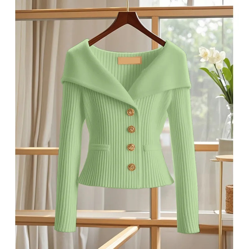 Automne hiver veste femmes tricoté pull Cardigan manteau 2025New solide à manches longues tricots chemises à fond femme décontracté hauts