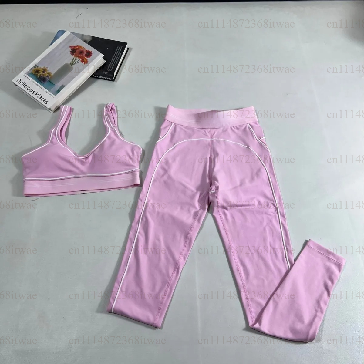 Ensemble soutien-gorge de sport et leggings antichoc pour femmes, tenue respirante en nylon sans dos à fort impact pour la course à pied, la gym, le yoga, l'entraînement