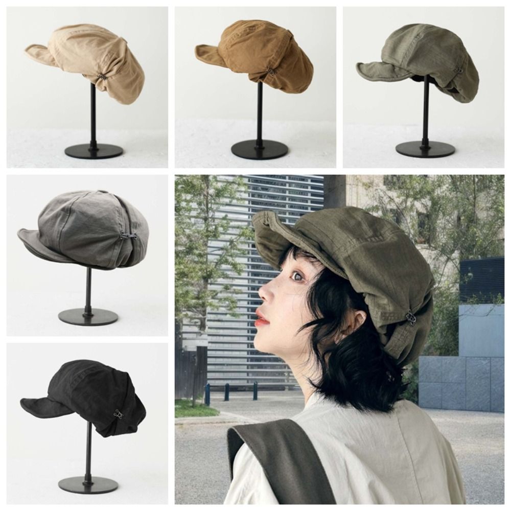 Béret nuage asymétrique, grande circonférence de la tête, Style de rue, chapeau octogonal rétro, couleur unie, Style japonais, chapeau d'artiste pour femmes