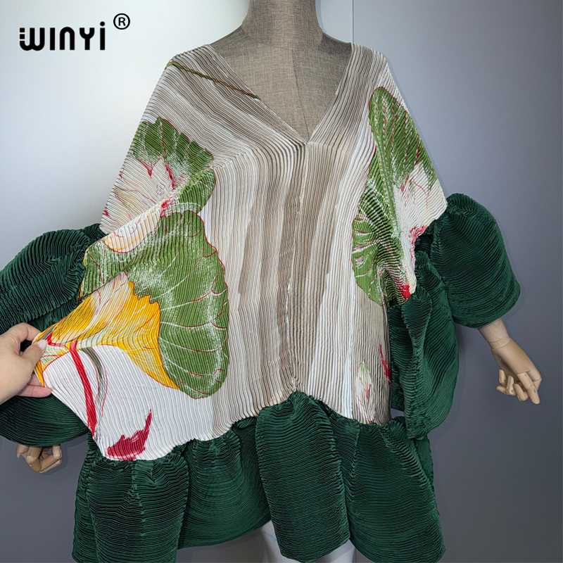 Robe Courte Plissée Élastique WINYI pour Femme, Élégante Robe de Plage, Kaftan Abaya, Mode Musulmane, Tenue de Soirée de Luxe pour Dubaï
