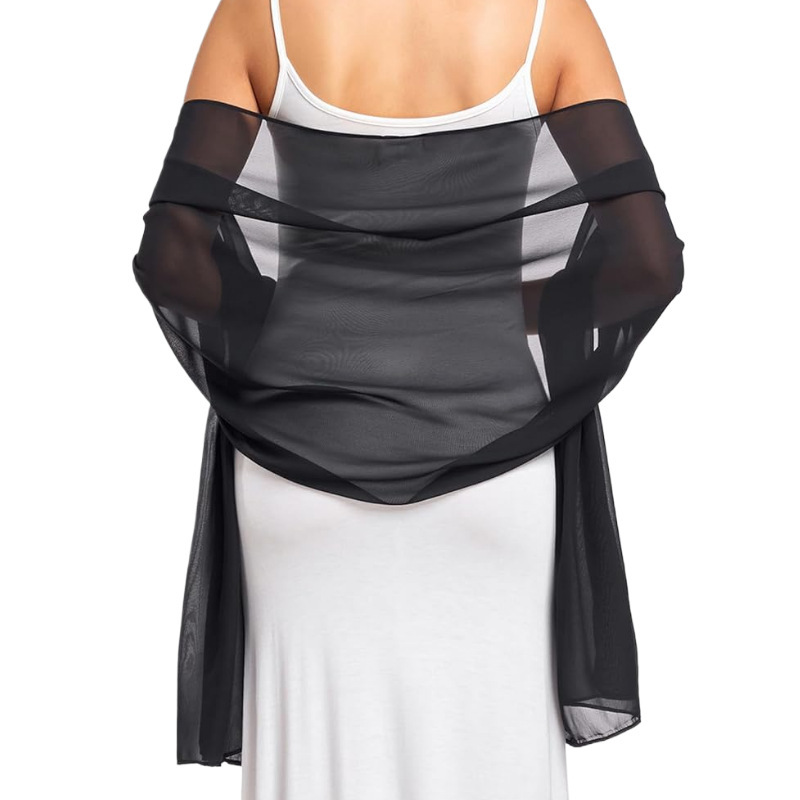 Châle en mousseline de soie Transparent pour femmes, élégant, doux, soyeux, respirant, léger, accessoire de mariage, robe de soirée de demoiselle d'honneur