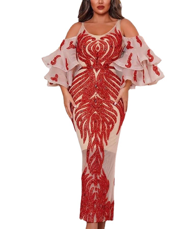 Robe de soirée élégante pour femme, sexy, bronzante, à manches longues, pour banquet, modèle 2026, mi-longue, tendance, nouvelle collection printemps