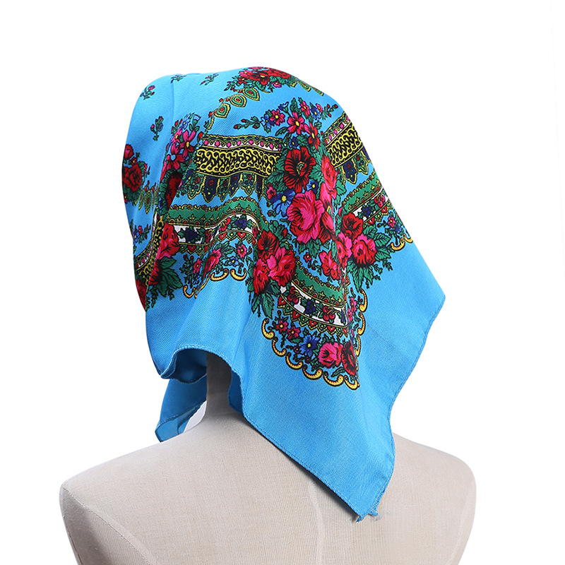 Foulard Carré de Luxe à Fleurs Russe pour Femme, Bandana pour Cheveux, Mouchoir Babouchka, 21 ème Châle, Bandeau de Sauna, 70x70cm