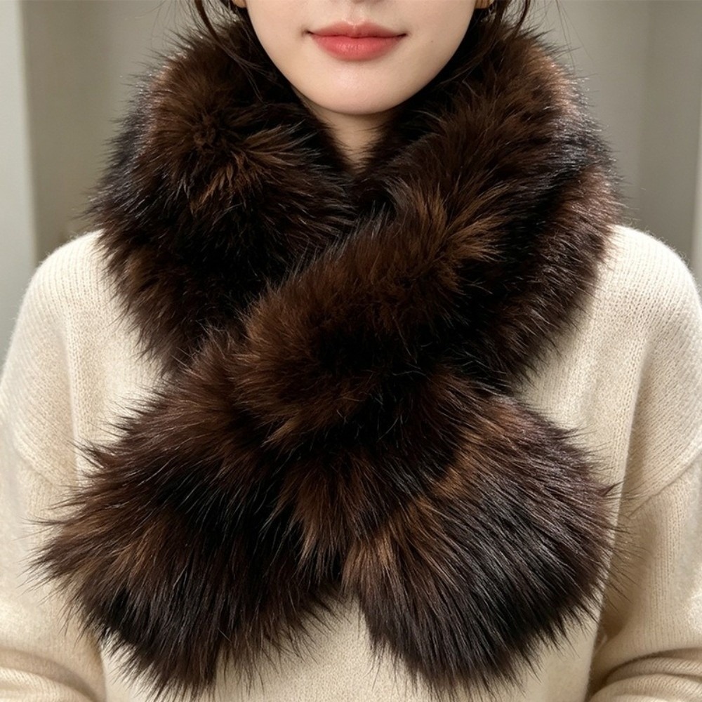 Écharpe à col en fourrure épaisse et douce, écharpe de protection pour le cou, écharpe croisée pour l'hiver.