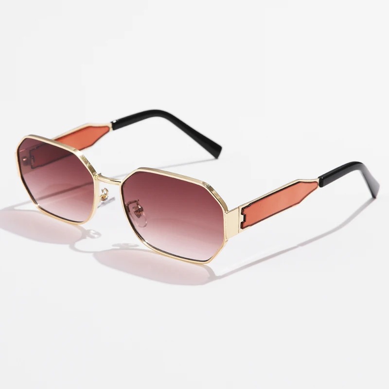 Nouvelles lunettes de soleil vintage à la mode pour femmes et hommes, de marque, design rétro, rectangulaires en métal, populaires, noires.