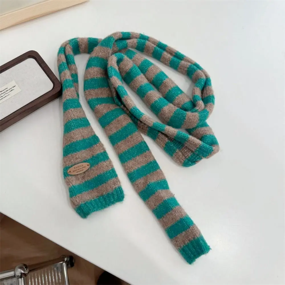Foulard Long en coton à rayures noires et grises pour femmes, foulard décoratif Slim, chaud, tricoté, mode Streetwear