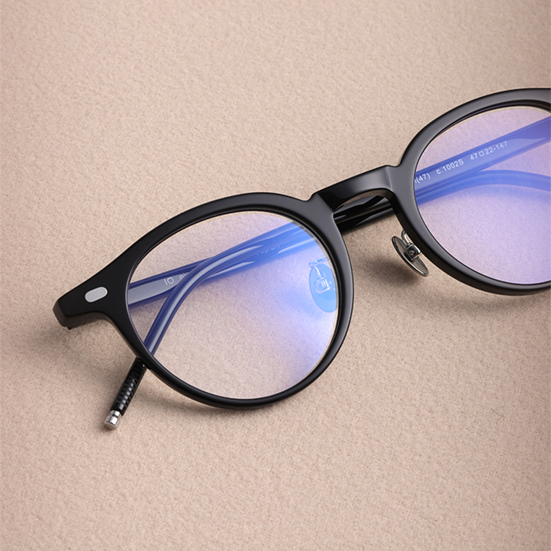 Lunettes rondes rétro classiques pour hommes et femmes, monture Vintage en acétate, japonaise, faite à la main, unisexe, à jante complète