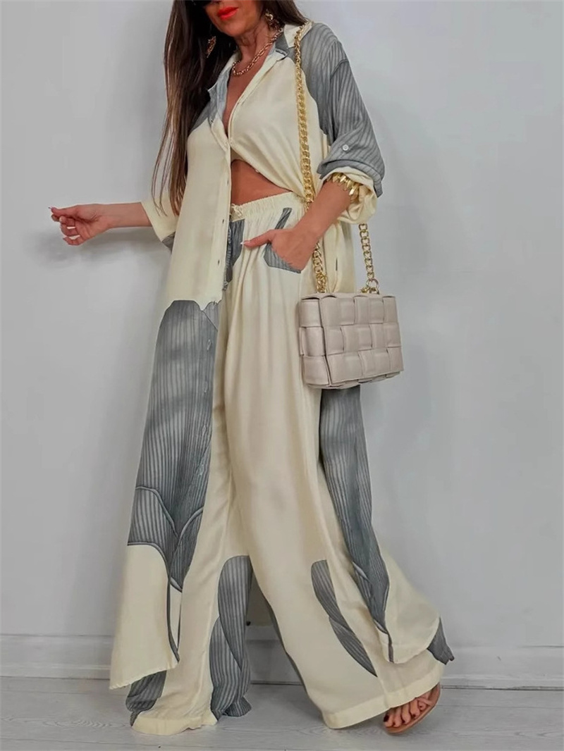 Femmes automne mode décontracté couleur bloquée chemise ample haut et pantalon deux pièces ensemble confortable pantalon droit femmes costumes 2025