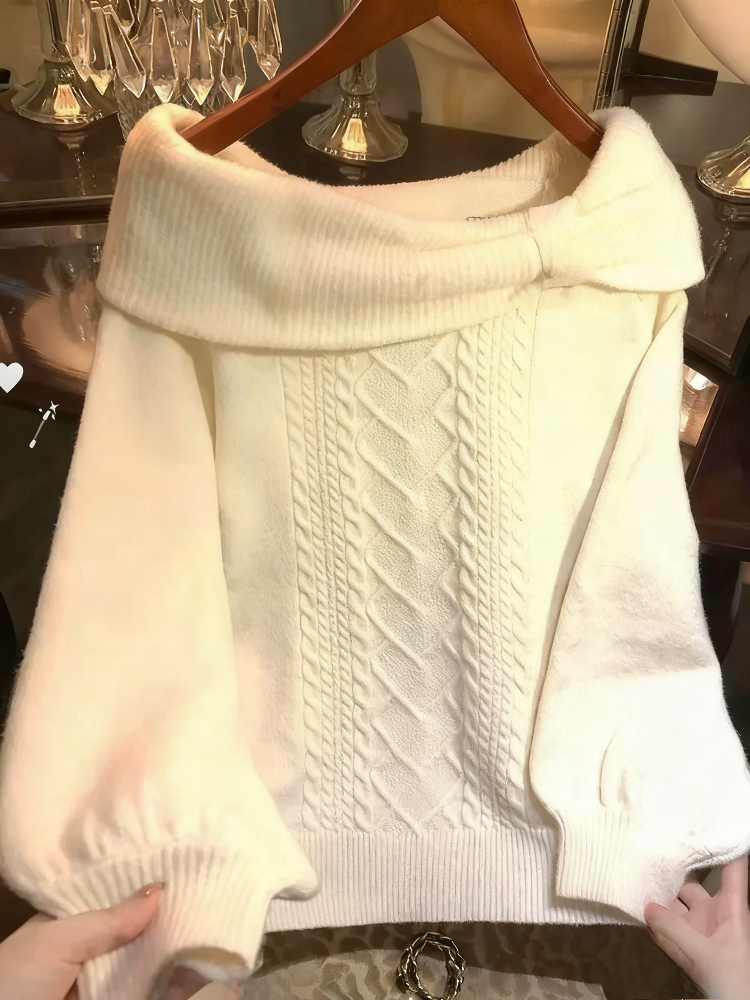 Pull en Patchwork pour femme, doux, Kawaii, mode japonaise, Vintage, fille chaude, hauts tricotés, Y2k, élégant, mignon, avec nœud, nouvelle collection hiver