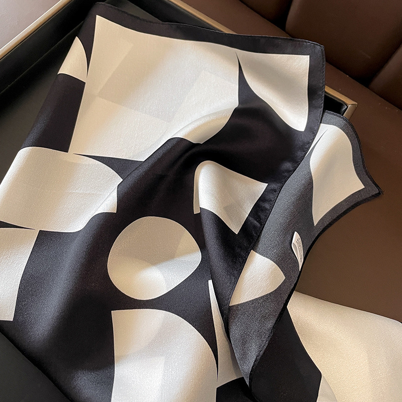 Foulard français 100% soie de mûrier pour femmes, bandeau de luxe, foulards à col carré, Foulard féminin, enveloppes, Hijab noir, Bandanas