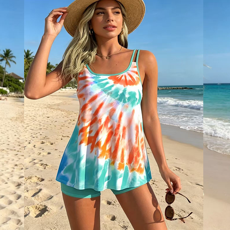Ensemble pour femmes, style bohème d'été, ensemble tendance pour les vacances à la plage, imprimé floral, camisole et short
