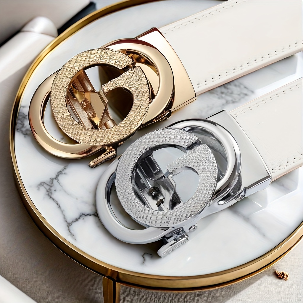 Ceinture blanche avec boucle automatique pour hommes, adaptée aux vêtements d'affaires et décontractés, un cadeau formel pour mari et père pour hommes