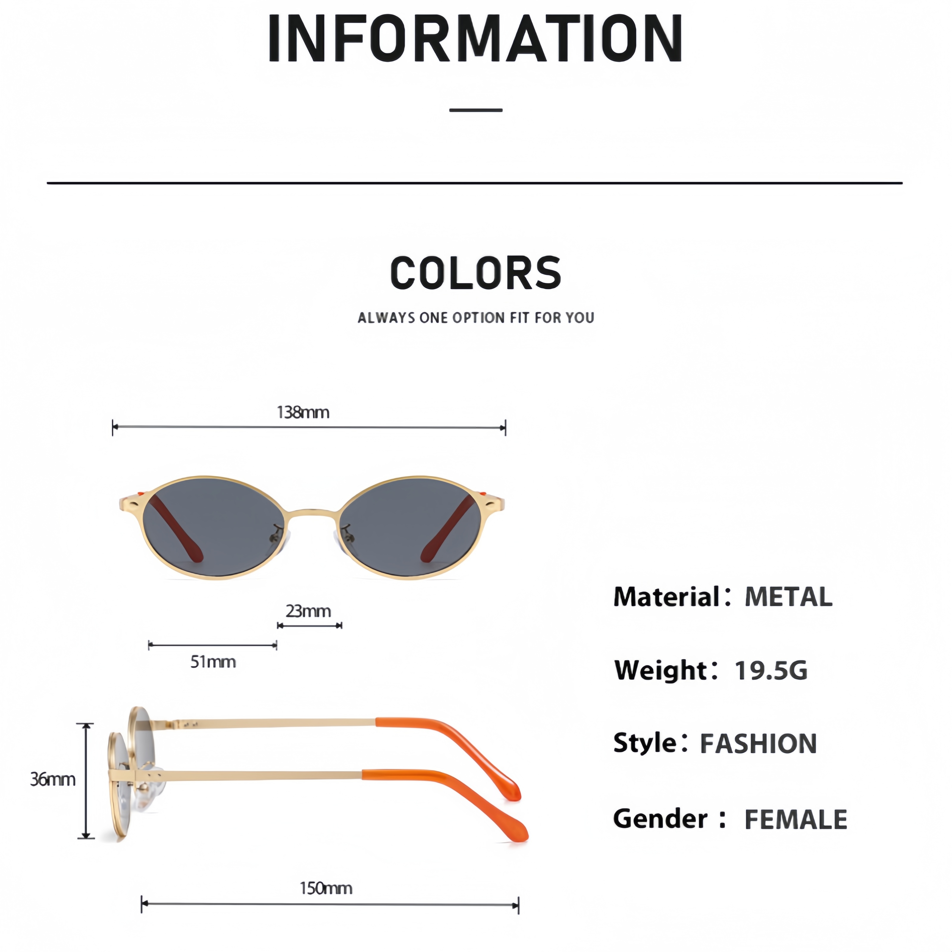 Lunettes de soleil ovales en métal de petite taille, style européen et américain, pour hommes et femmes, tendance et polyvalentes, anti-UV