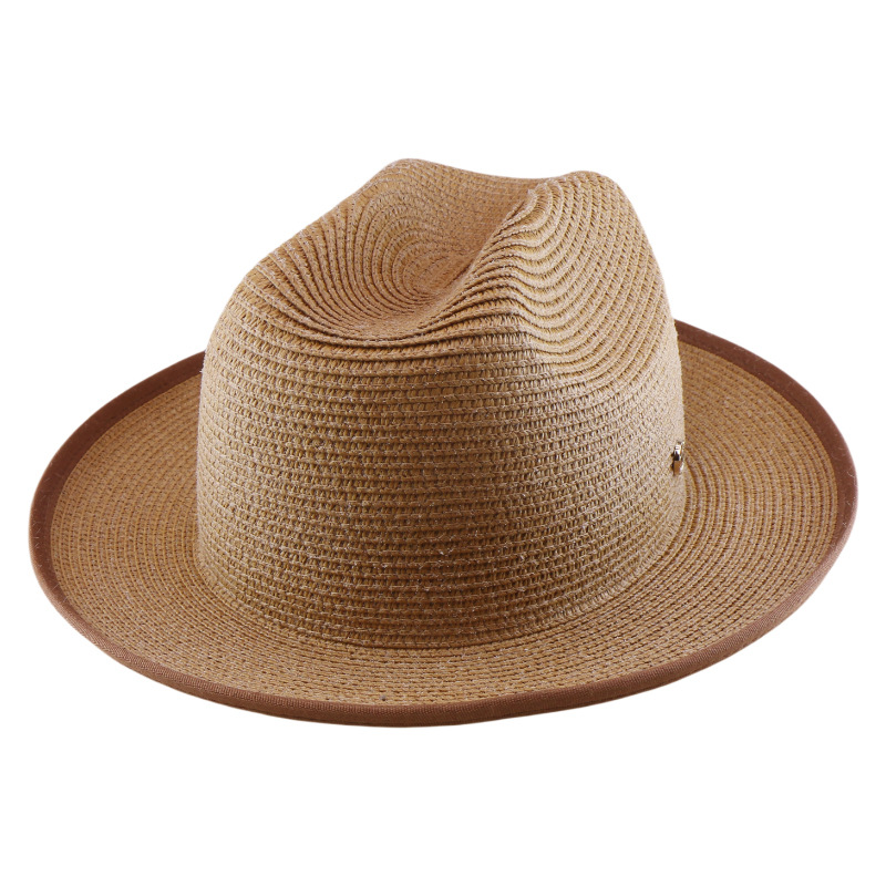 Chapeau de soleil en paille tressée pour hommes et femmes, protection UV printemps-été, style Fedora Jazz, pliable, idéal pour les voyages
