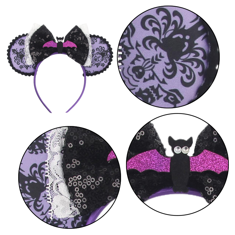 Bandeau mignon en forme de tête de souris de dessin animé, avec oreilles de dessin animé, nœuds à paillettes, bandeau pour cheveux, accessoires de coiffure pour fêtes et cosplay, jouets et cadeaux pour enfants et adultes.