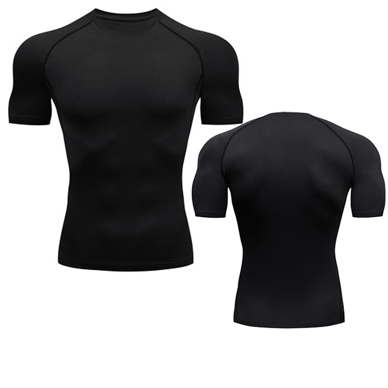 T-shirt de sport pour homme, à séchage rapide, manches courtes, tee-shirt de sport, haut de sport, compression pour la gym, fitness, entraînement, course à pied
