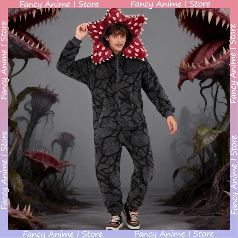 Pyjama Costume de Cosplay Demogorgon en Flanelle pour Adultes et Enfants, Ensemble Fleur Mangeuse d'Hommes, Drôle, Tendance et Mignon, Vêtements d'Intérieur pour Femme et Homme