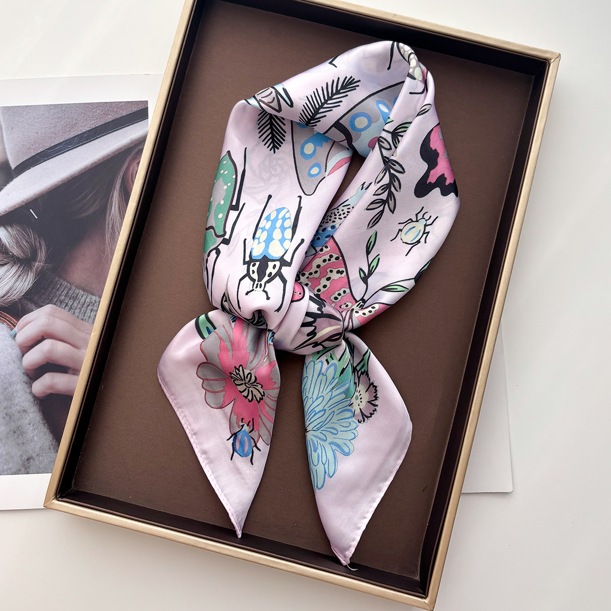 Femmes Foulard carré Foulard soie Imitation imprimé fleuri Foulard Bandana Foulard dame châle foulards enveloppement tête bandeau de cheveux cravates