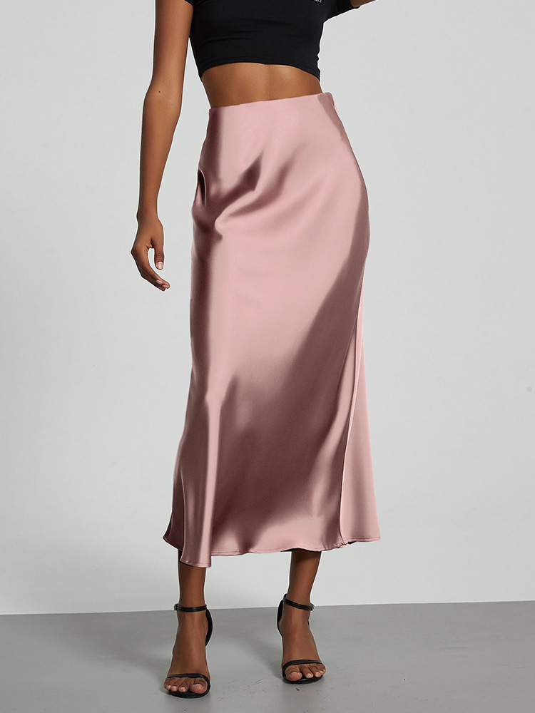 Jupe longue taille haute en satin pour femmes, jupe en queue de poisson, vêtements d'été chics, jupe basique décontractée, mode de fête, document solide, 2025