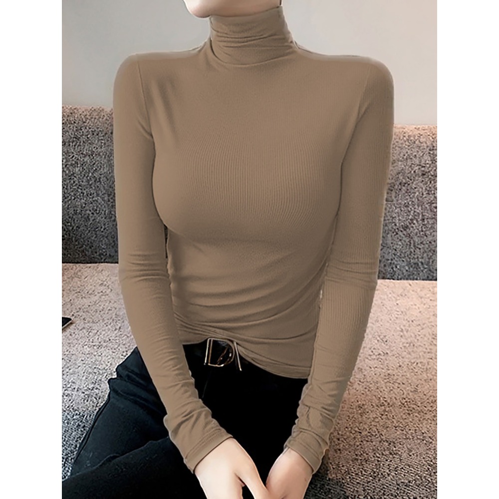 Grande taille femmes Pull 2025 nouveau automne hiver épais tricoté côtelé Pull Pull respirant col roulé mince chaud Pull Femme