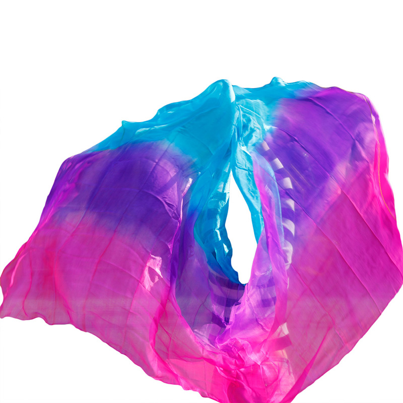 100% véritable voile de soie châle femmes écharpe accessoire de Costume personnalisé à la main teint voile de soie danse du ventre pur naturel voile accessoires