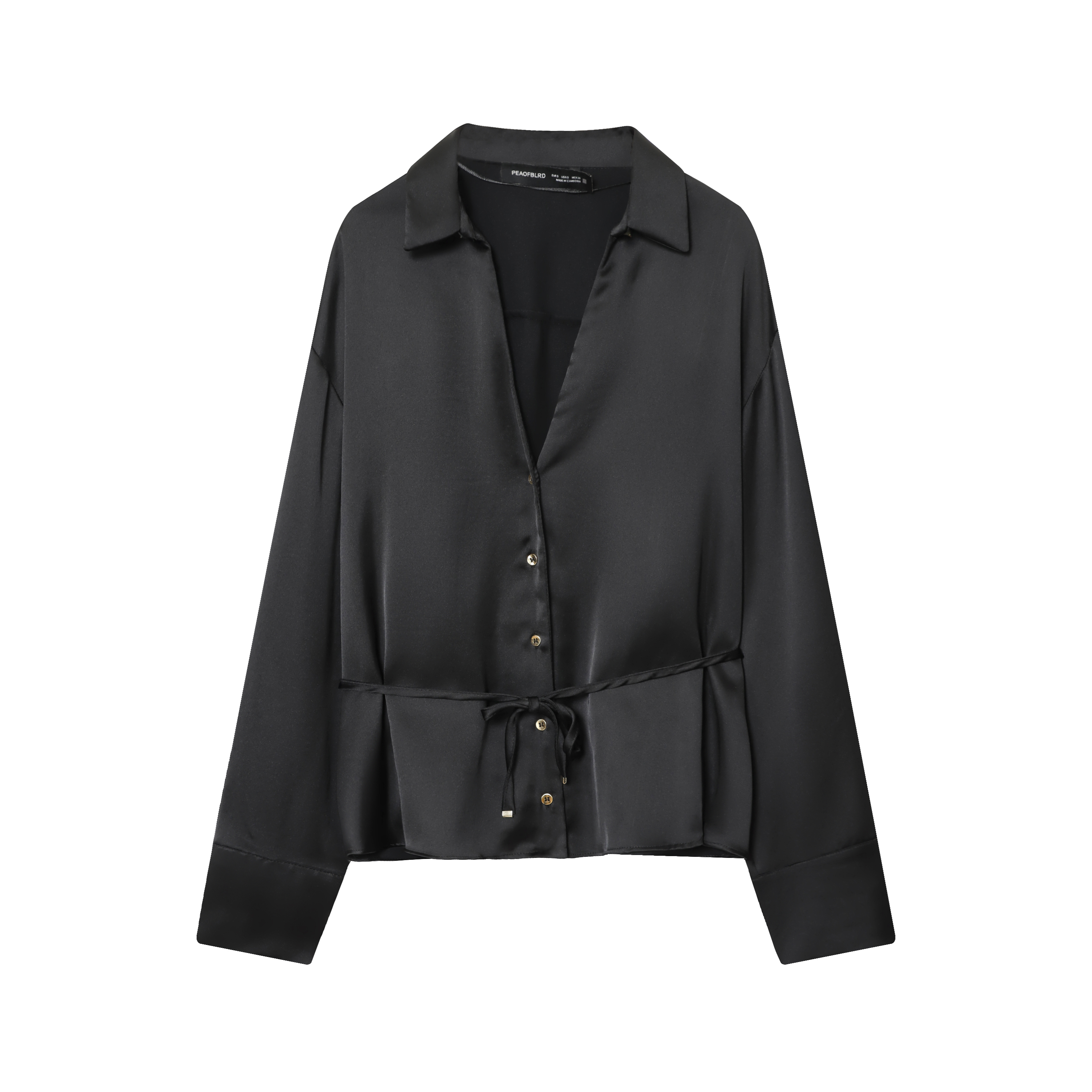 BSAY chemise en satin vêtements pour femmes 2025 automne nouveau noeud ceinture bouton à manches longues blouses chic bureau dames hauts mujer