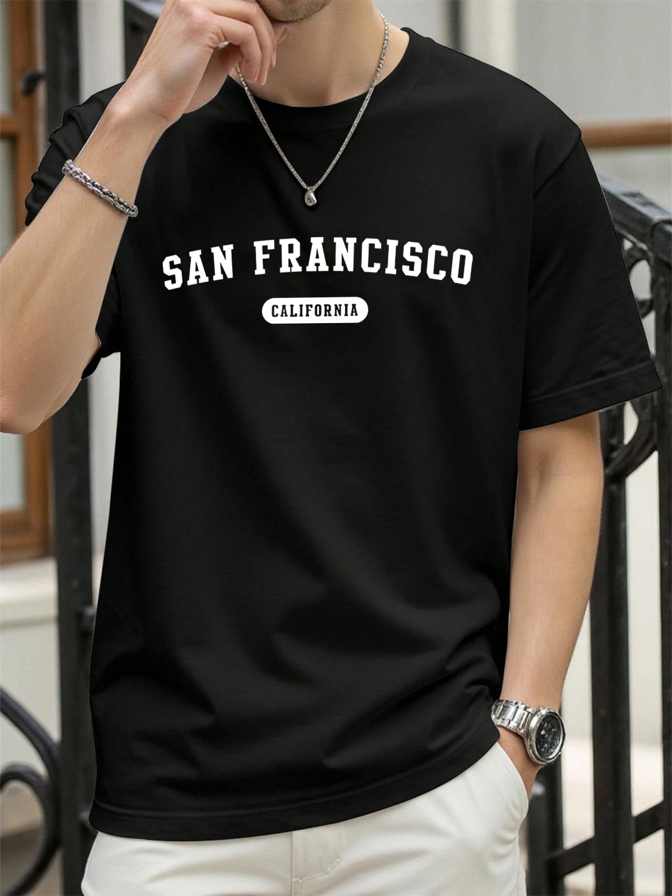 Californie San Francisco imprimé mode T-Shirt homme été classique vêtements rue bases col rond T-Shirt coton dessus respirants